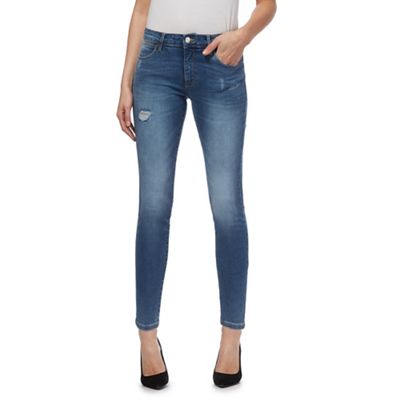 Mid blue mid wash cropped skinny jeans